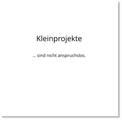 Kleinprojekte  … sind nicht anspruchslos.