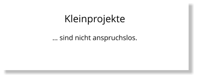 Kleinprojekte … sind nicht anspruchslos.